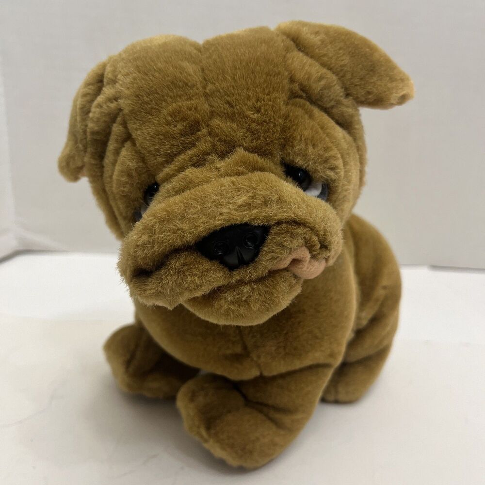 Realistic Shar Pei Sitting Puppy Dog Plush Stuffed Animal Chosun International